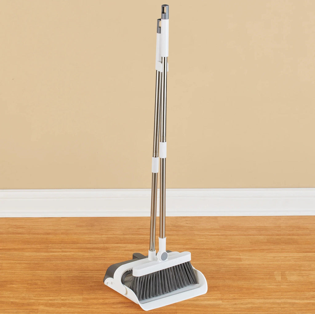 Foldable Standing Broom and Dustpan Compact Set