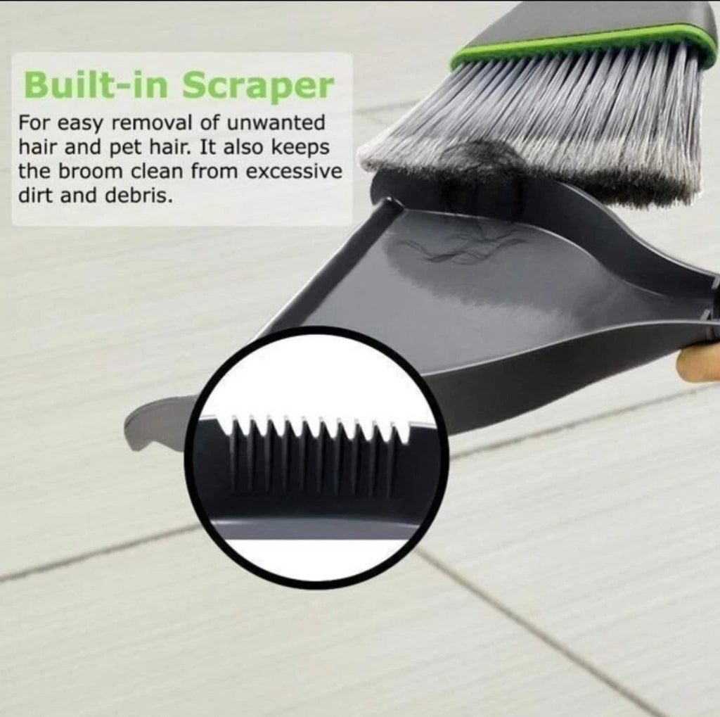Guay Clean Angled Broom and Dustpan Set with Adjustable Handle - Easy Sweeping