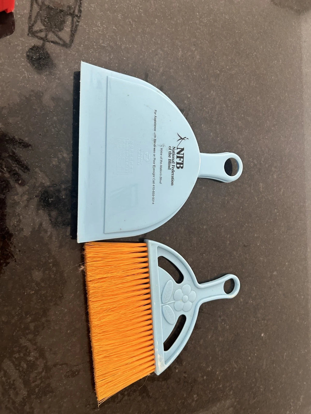 Kids Broom and Dustpan Set Mini Toy Cleaning Flower Design 9" Blue & Orange