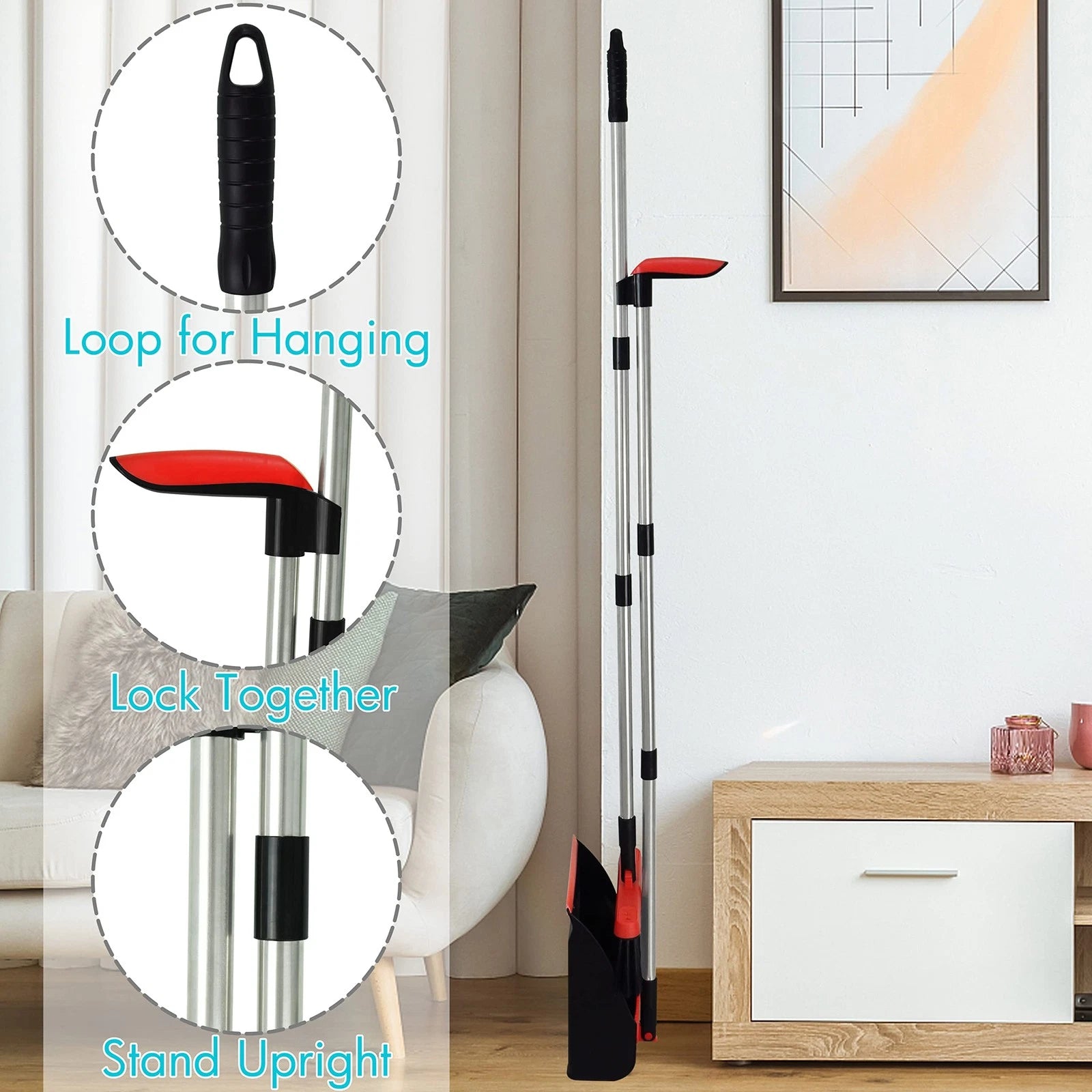 2-Pack Broom and Dustpan Combo Set, with 48" Adjustable Long Stainless Handle...