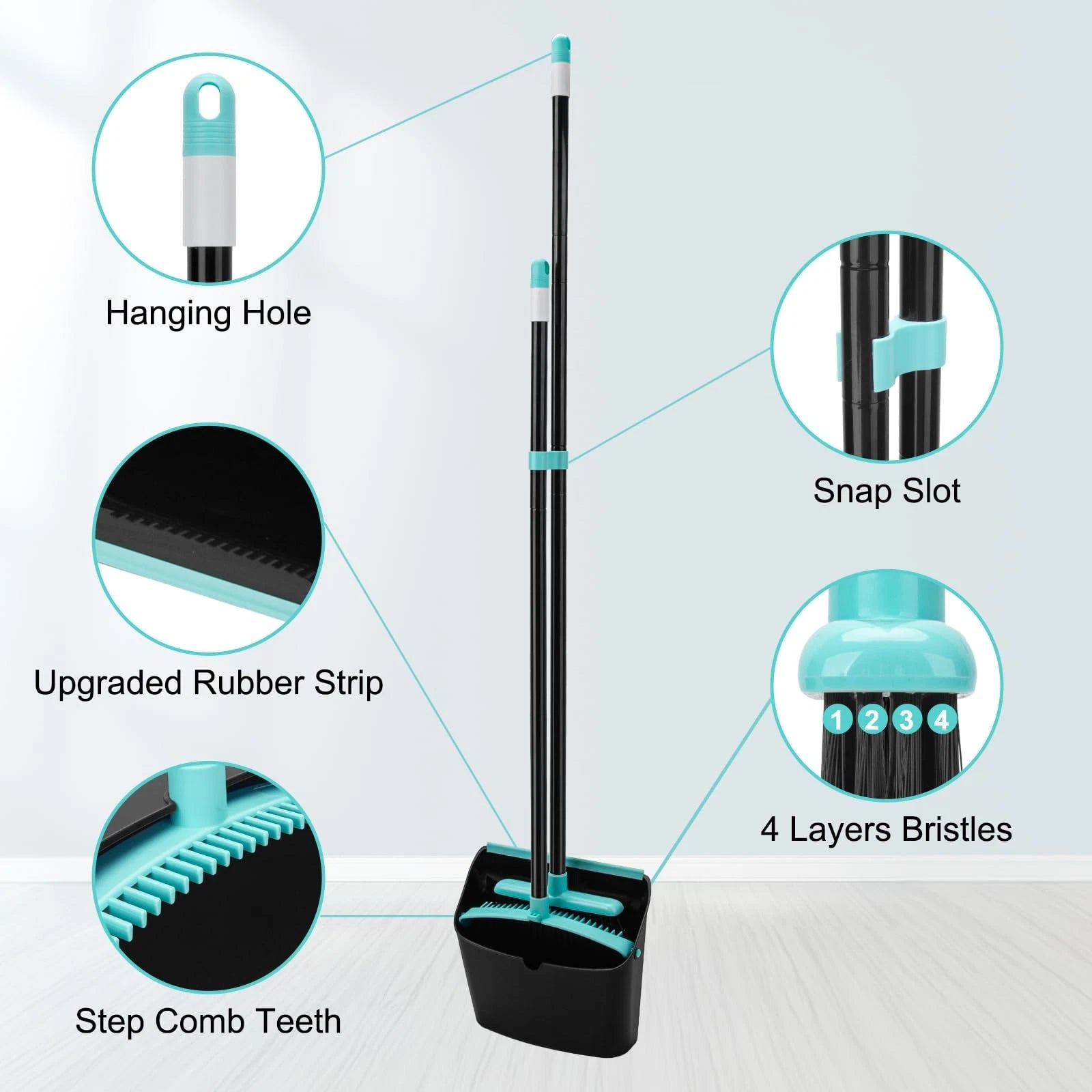 Best and Dust pan with 52Inch Long Extendable Handle,Broom Dustpan Combo Set,