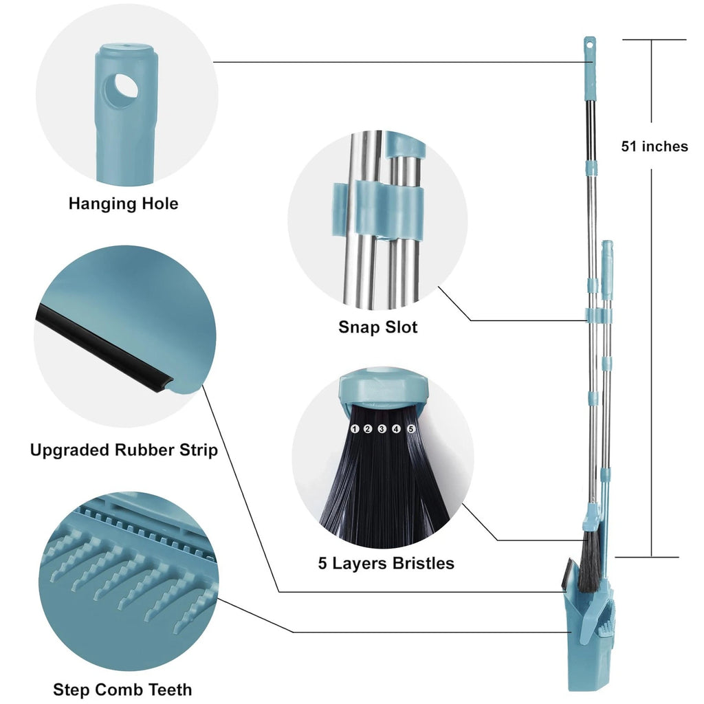 Upgrade Broom and Dustpan Set, Broom with Dustpan Combo Sets, Large Brooms an...