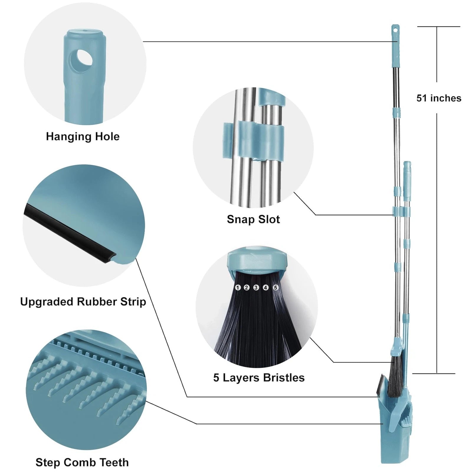 Upgrade Broom and Dustpan Set, Broom with Dustpan Combo Sets, Large Brooms an...