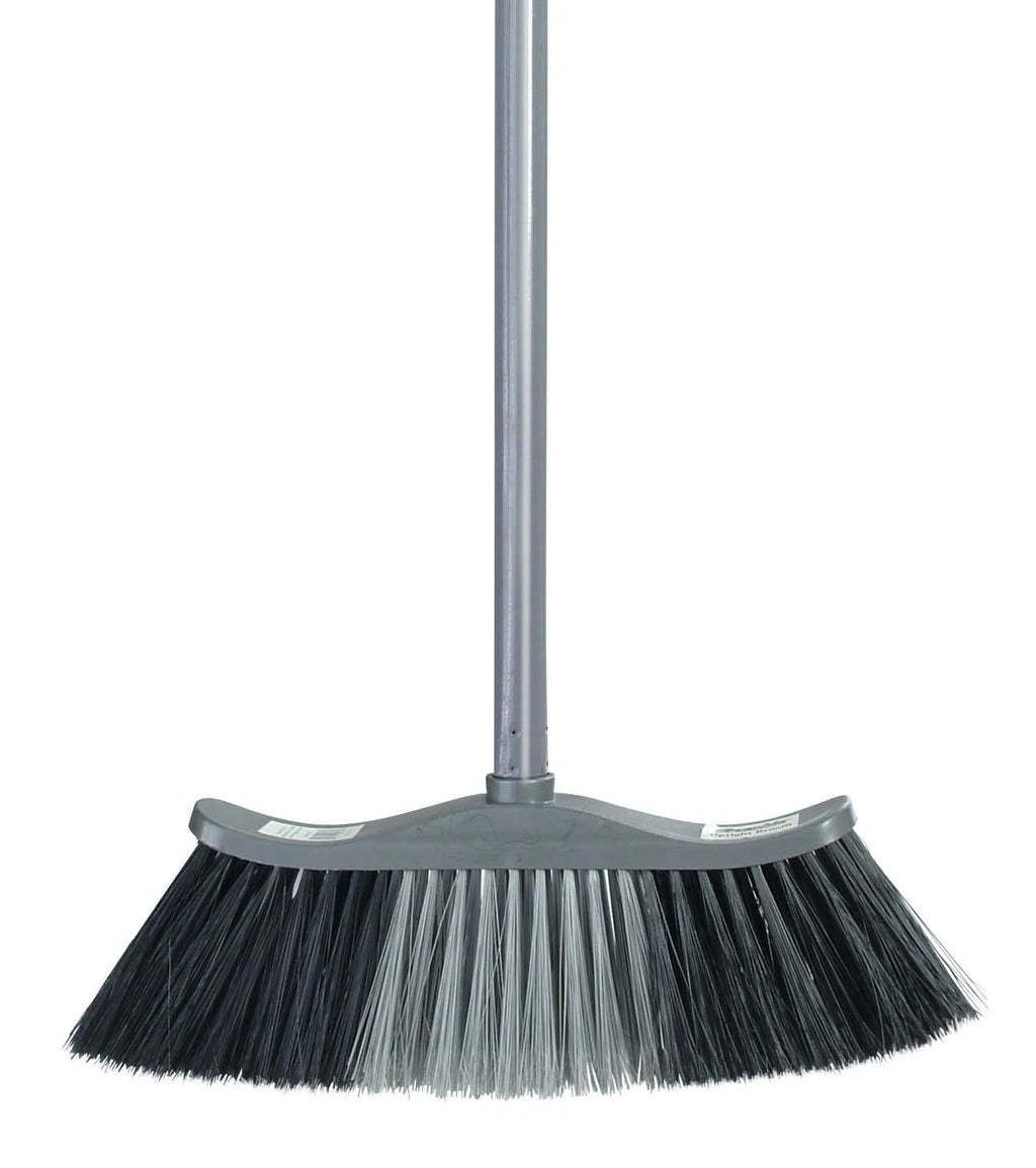 Set Grey Broom and Dustpan 48” Handle Durable Plastic Dustpan with Comfortable