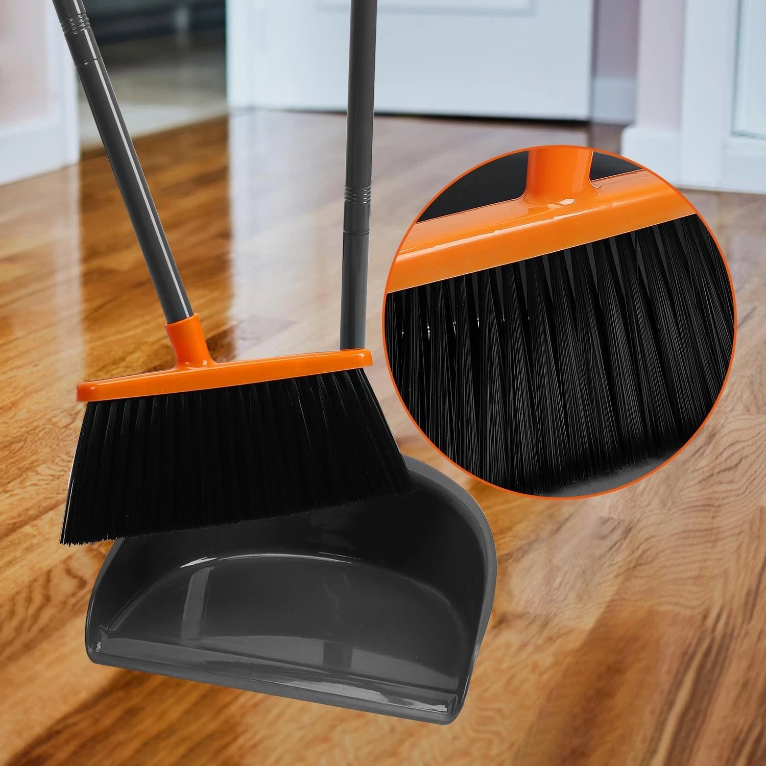 Long Handle Broom with Dustpan Combo Set for Office Home Kitchen Lobby Floor ...