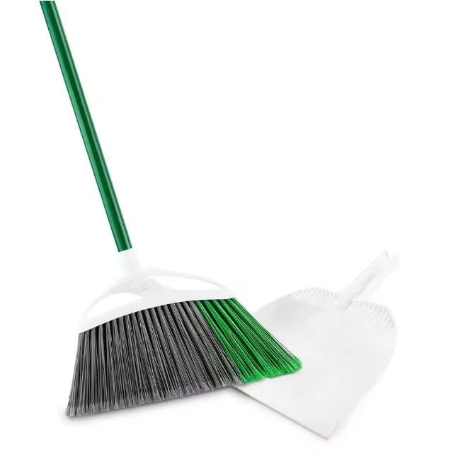 Libman 15 in. Extra-Large Precision Angle Broom with Dustpan and Steel Handle
