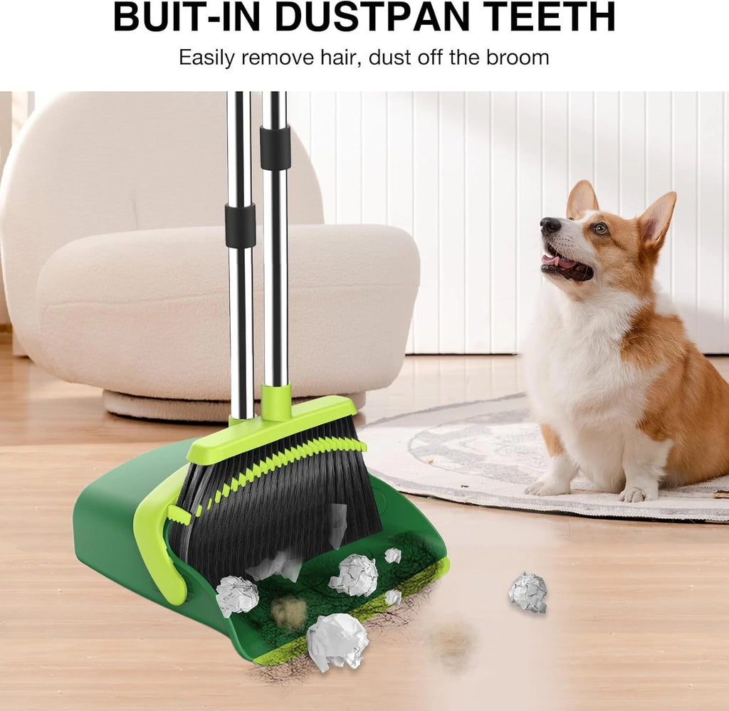 Broom dustpan set, adjustable handle broom dustpan combination