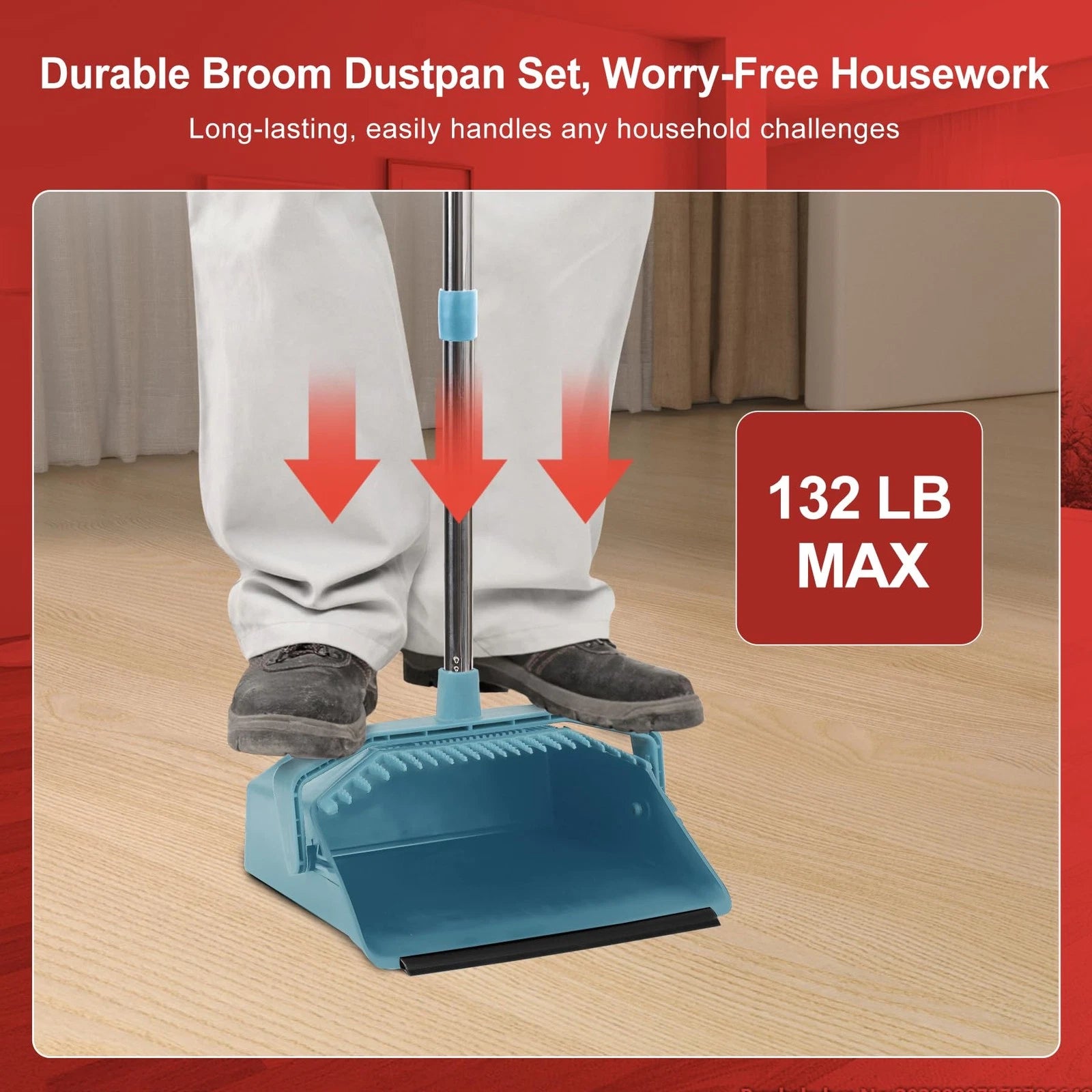 Upgrade Broom and Dustpan Set, Broom with Dustpan Combo Sets, Large Brooms an...
