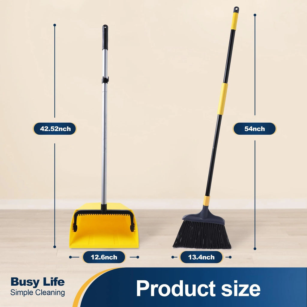 Commercial Broom and Dustpan Set with Comb Commercial Outdoor Indoor for Cour...