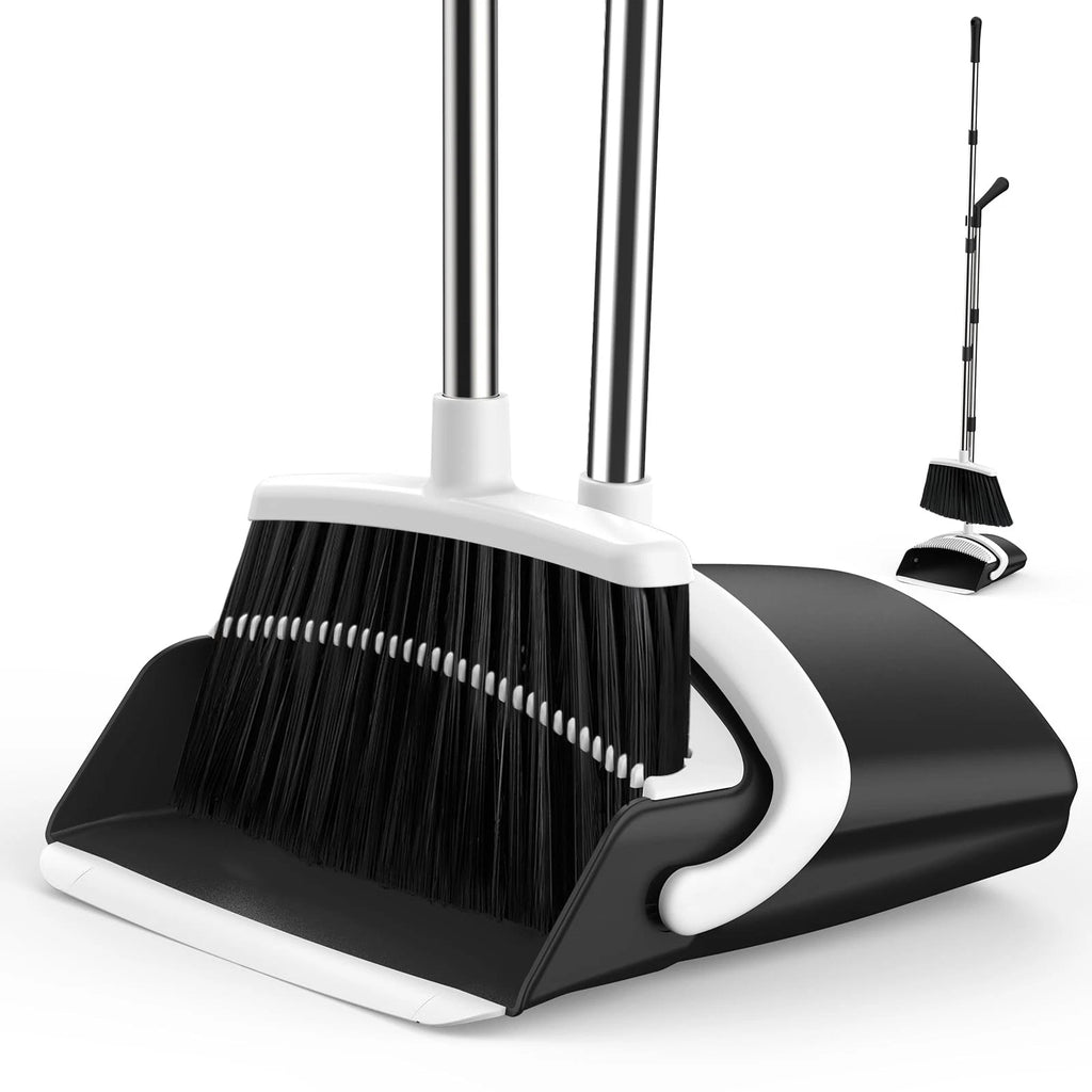 Broom and Dustpan Set for Home, 51-in Long Adjustable Handle Angle Broom and ...
