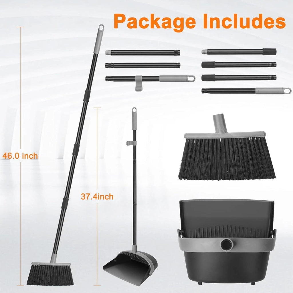 KeFanta Broom and Dustpan Set,Dust Pan with Long Handle,52”Broom with Stand Up