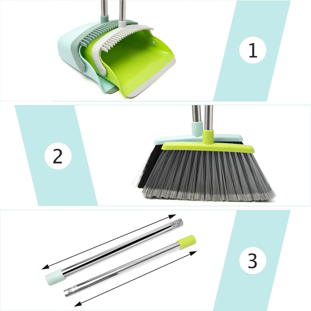 Broom and Dustpan Set Dustpans with Broom Combo for Home Heavy Dust Broom and...