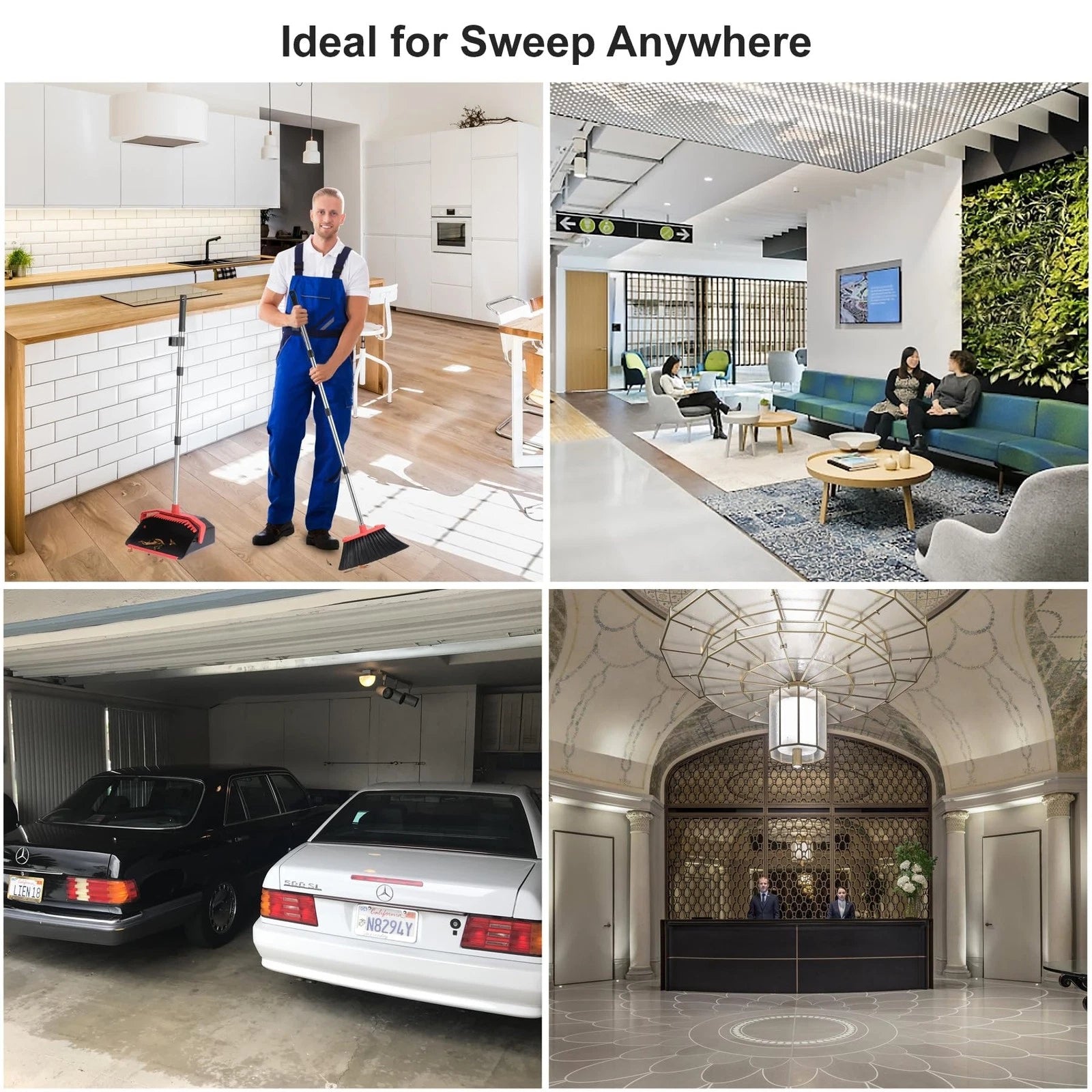 Upgrade Broom with Dustpan Combo Set, Broom and Dustpan Set with 51'' Long Ha...