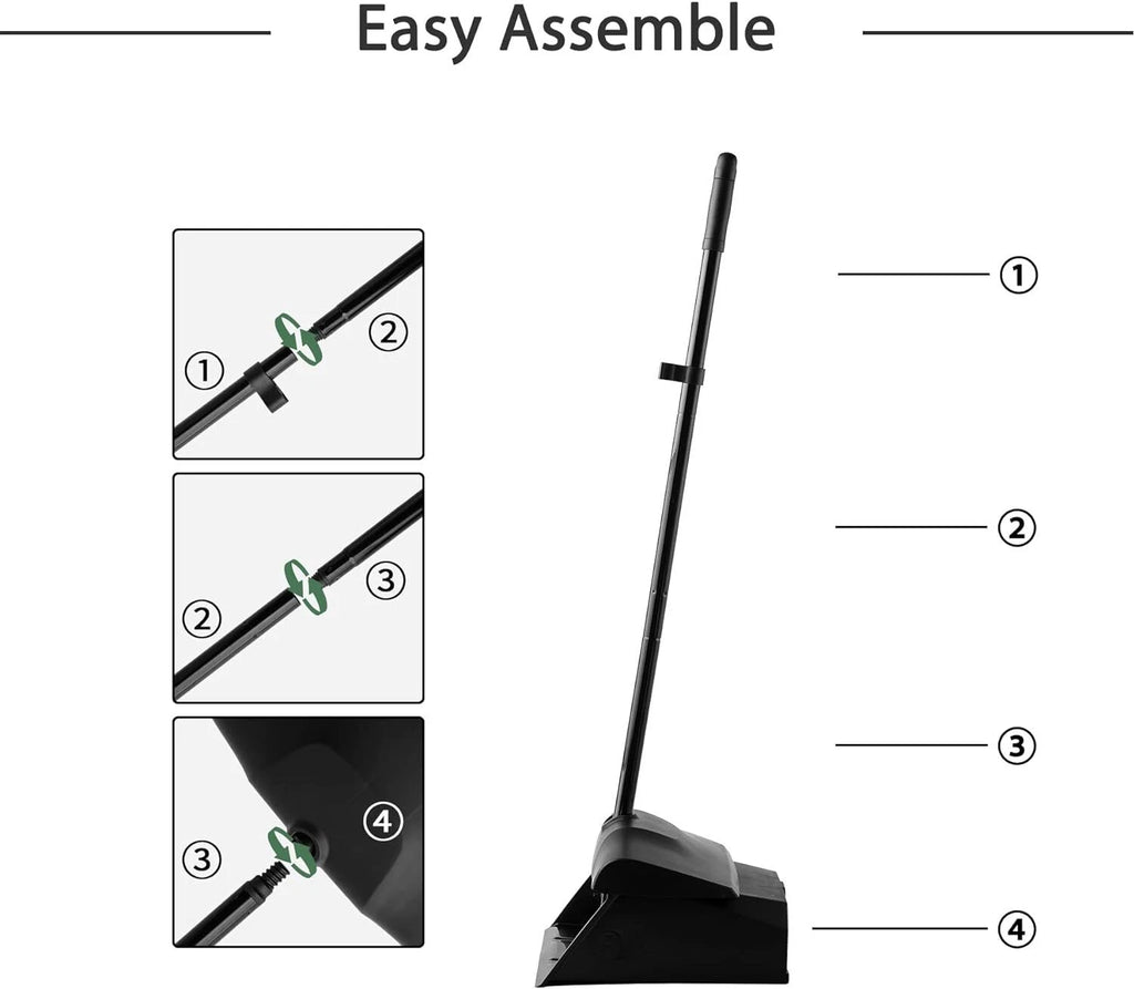 Commercial Angle Broom and Dustpan Combo, with Long Handle, Lobby Dust Pan Sweep