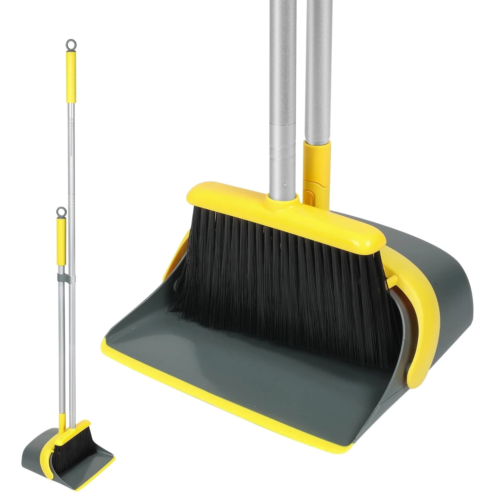Broom and Dustpan Set with 54 Inch Long Handle - Perfect and Brush Combo