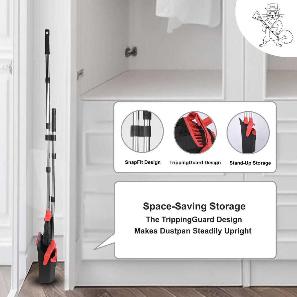 Upgrade Broom with Dustpan Combo Set, Broom and Dustpan Set with 51'' Long Ha...