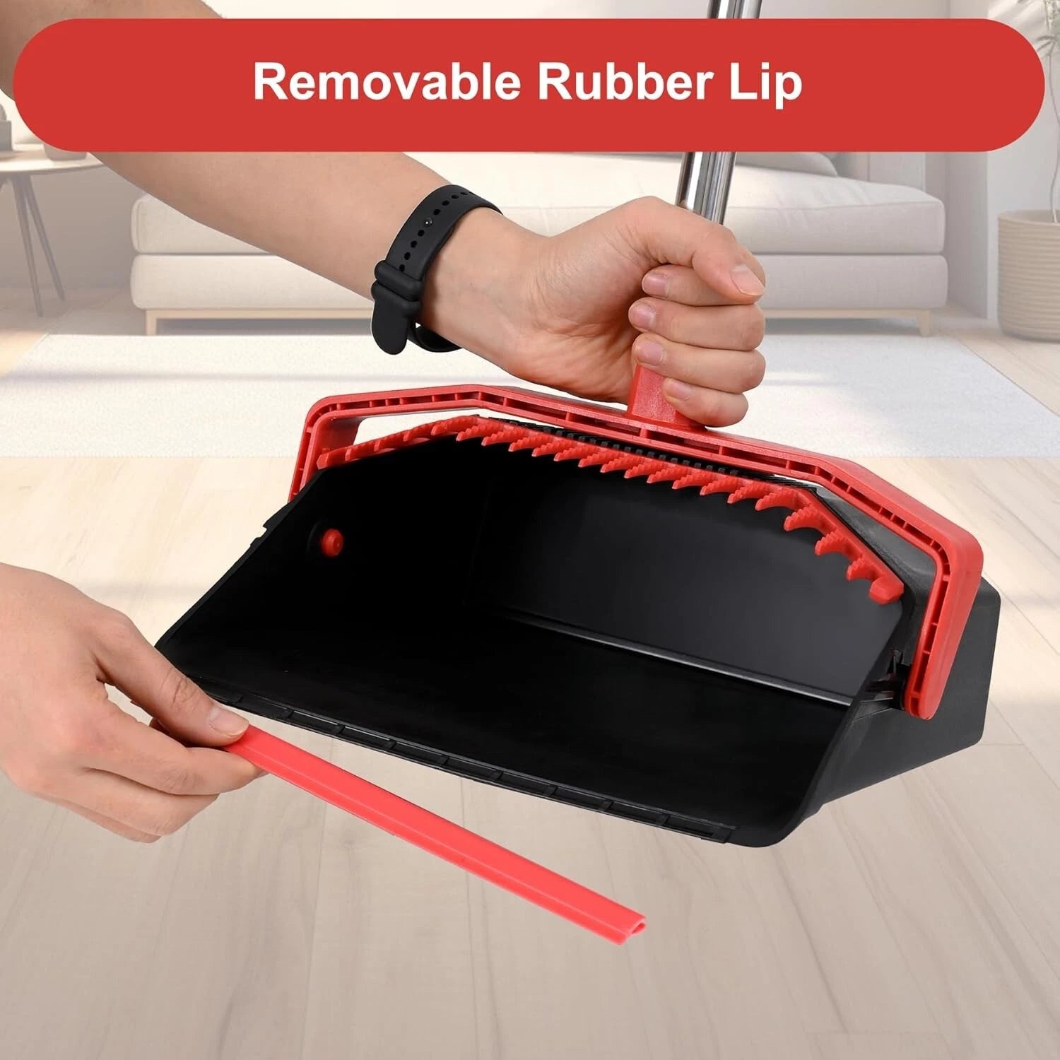 Large Upright Dustpan and Broom Set with Self-Cleaning Technology - 12" Wide