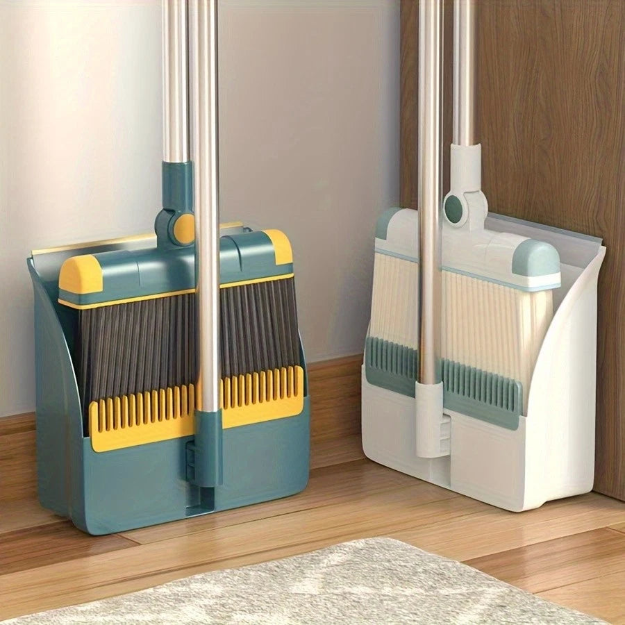 Broom Dustpan Set, Thickened Rotatable Foldable Stainless Steel Rod Strong