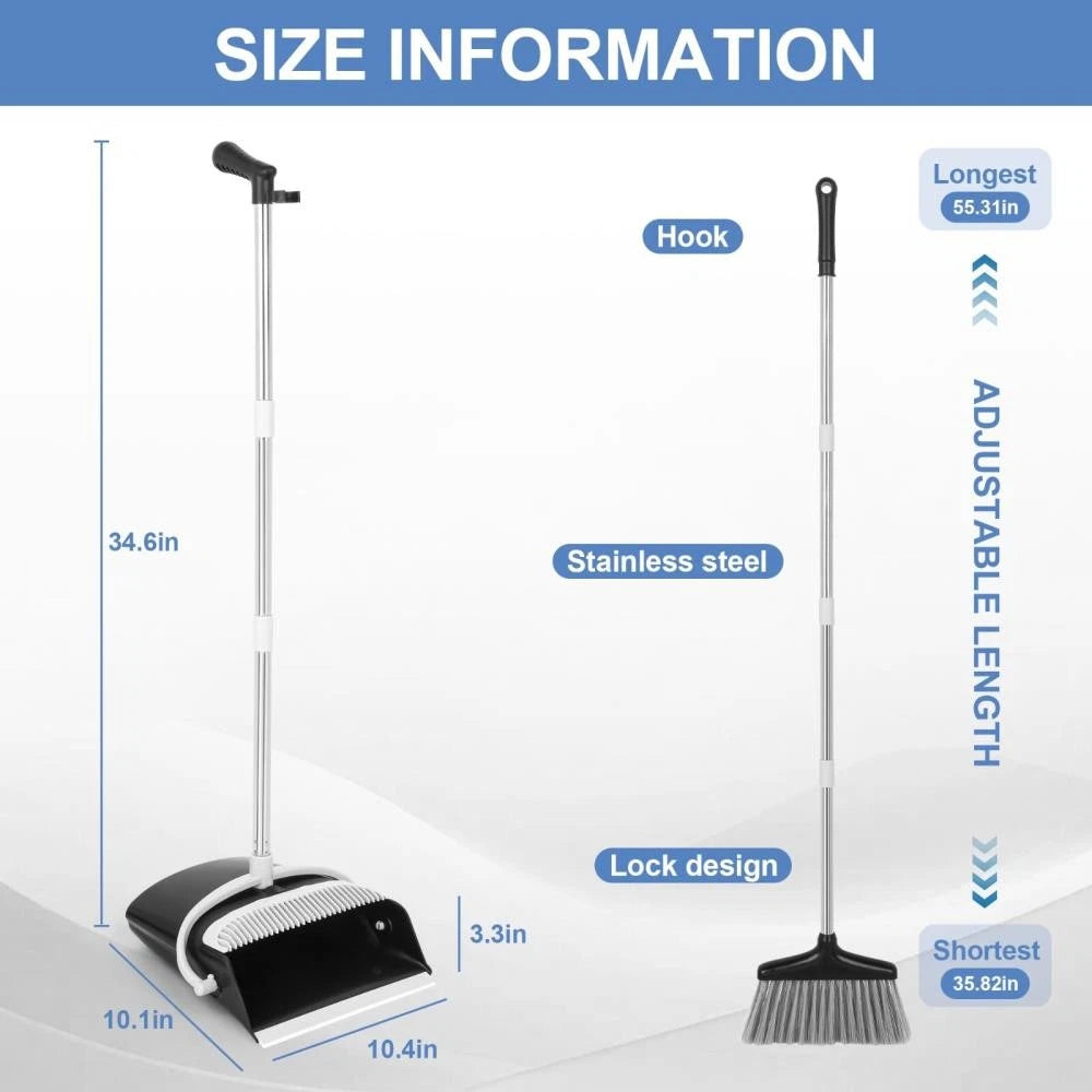 Broom and Dustpan Set Lightweight Upright Lobby Broom and Dust Pan Combo *