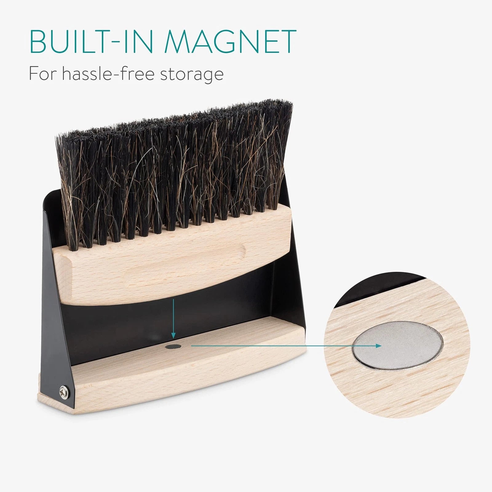 Small Dustpan and Brush Set - Wooden Mini for Sweeping Table Tabletop Compact