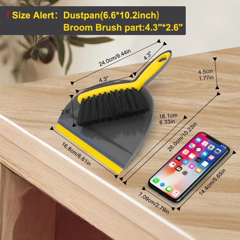 Dustpan and Broom Set Small,Mini Handheld Dust pan with Cleaning Brush