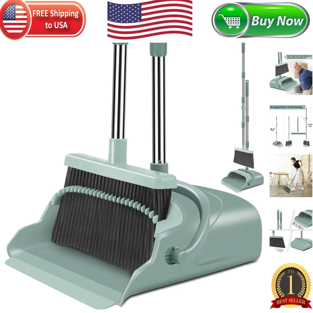 Heavy-Duty Extendable Broom and Dustpan Set - Ideal for Indoor and Outdoor Use