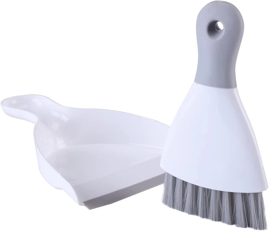 Small Dustpan and Brush Set, Whisk Broom and Dust Pans with Rubber Edge, Mini Ha