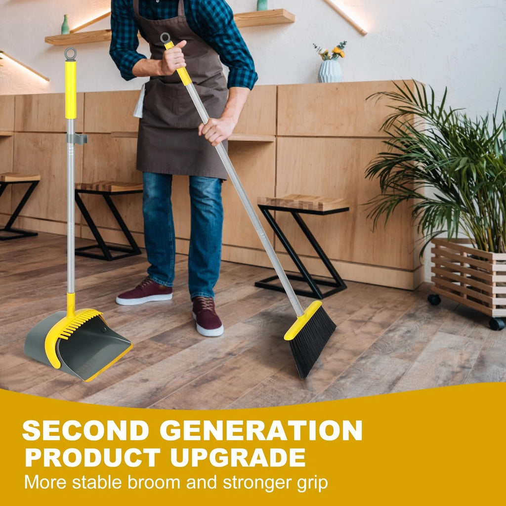 Broom and Dustpan Set with 54 Inch Long Handle - Perfect Dust Pan and Brush C...