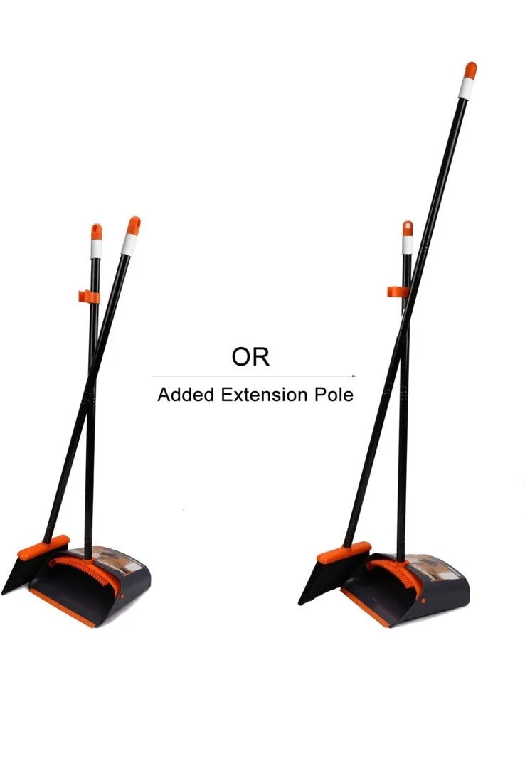 TreeLen Broom and Dustpan Set with 52" Long Handle for Home Kitchen Room Office