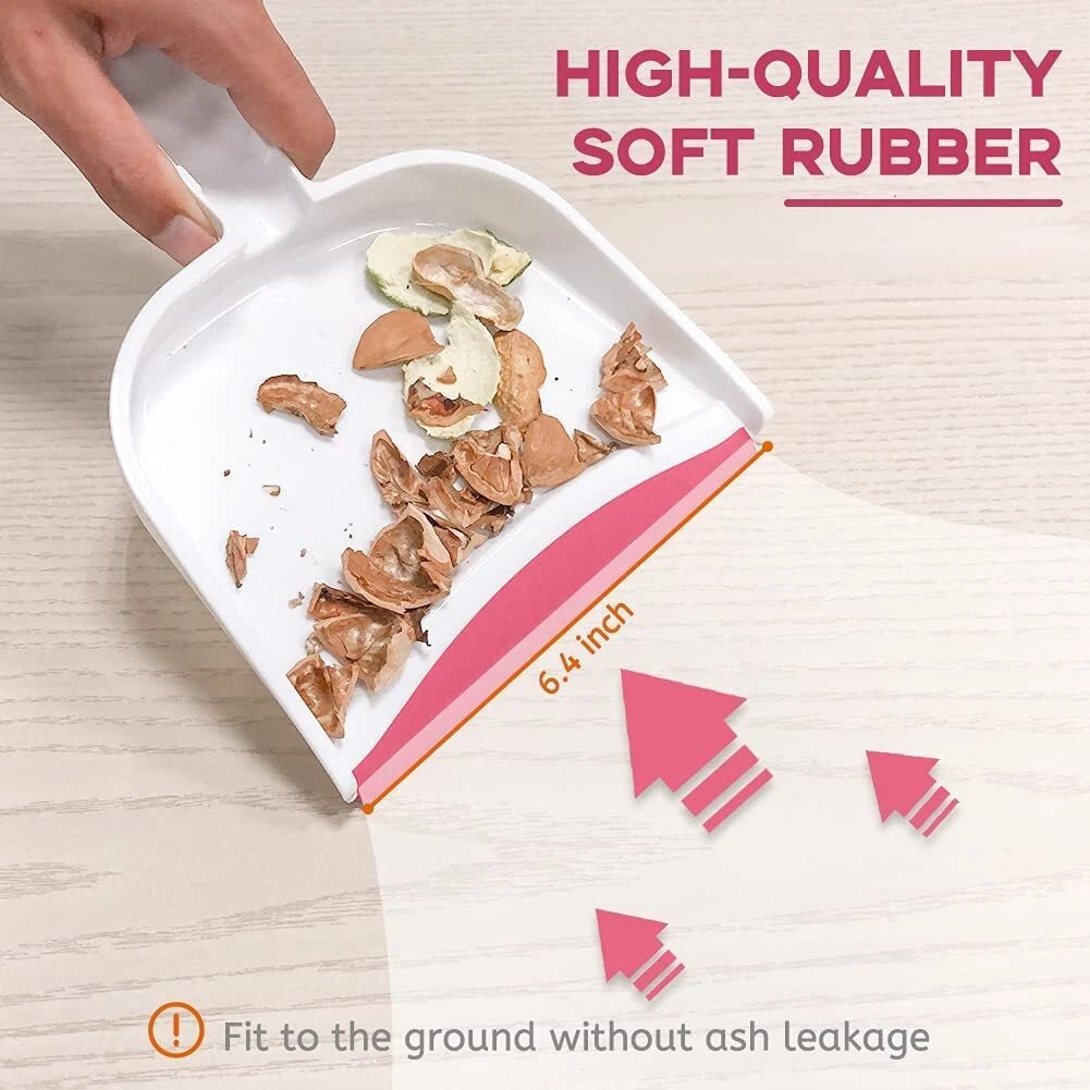 Dustpan and Broom Set 3PCS Mini Whisk Broom for Desk Home Tent Kitchen Blue