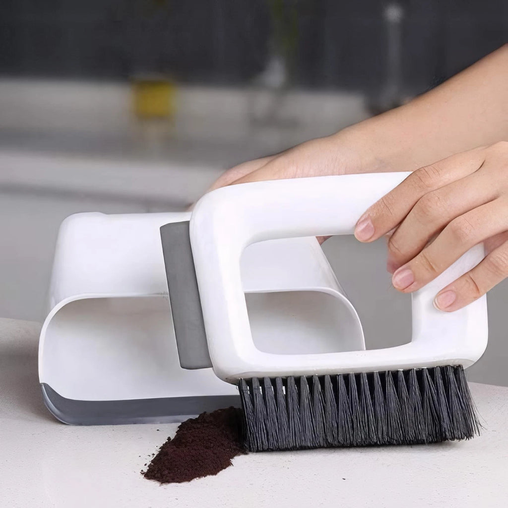 Compact Dustpan and Broom Set with Scrubber TPR Handle ABS Nylon Design Space...