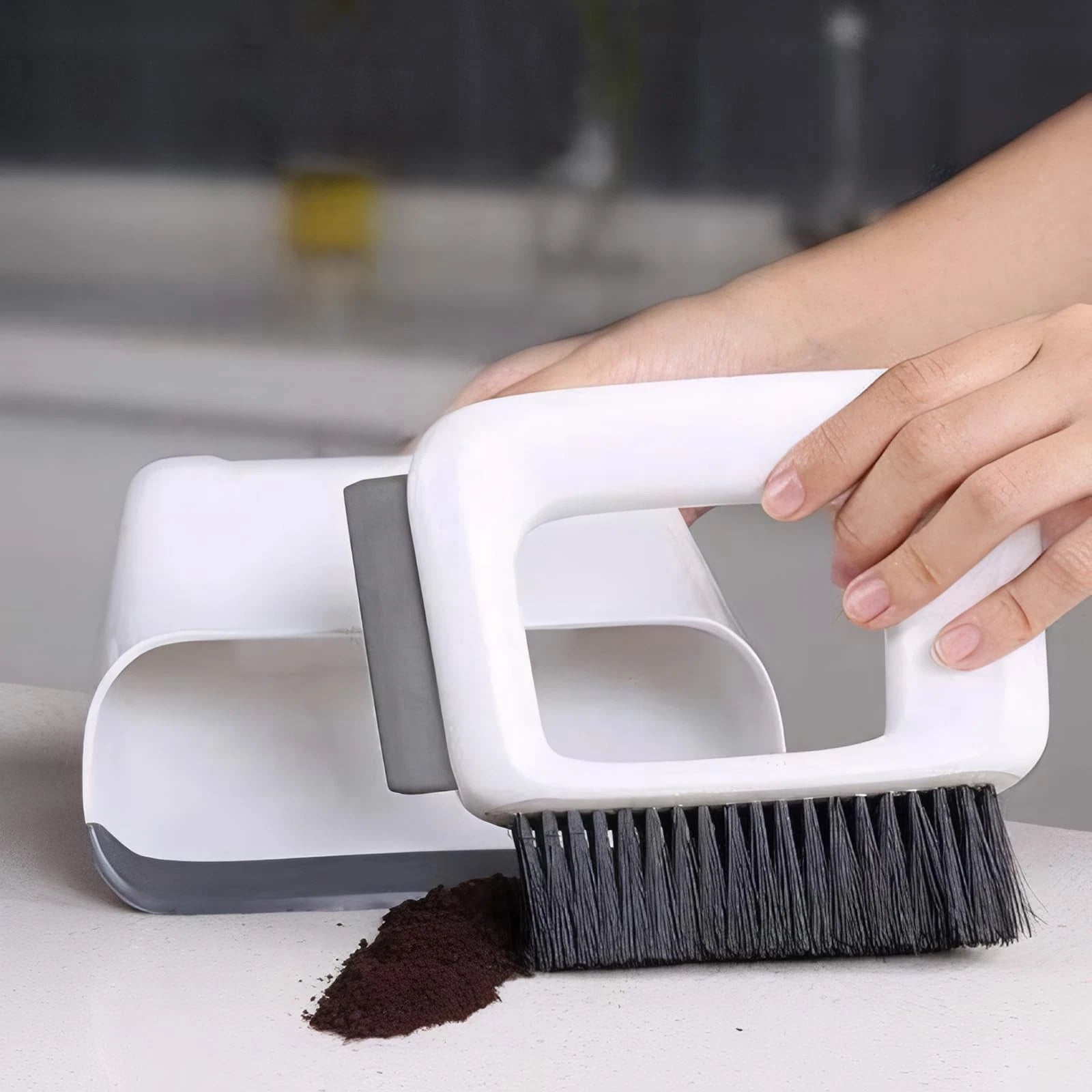 Compact Dustpan and Broom Set with Scrubber TPR Handle ABS Nylon Design Space...