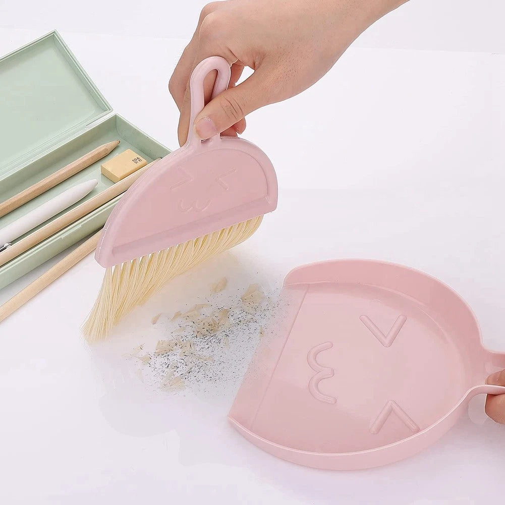 Dustpan and Brush Set, Small Broom and Dustpan Cleaning Set Portable Table7659