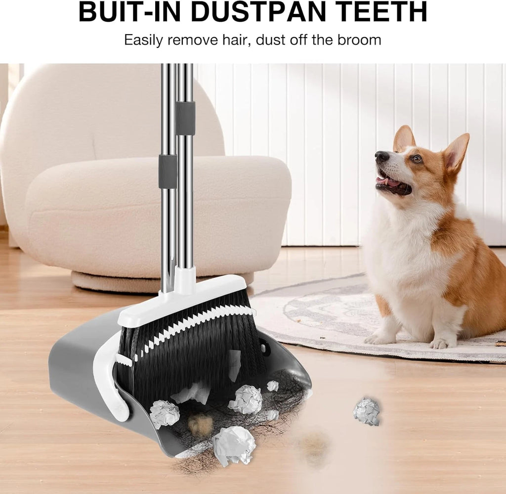 Broom dustpan set, adjustable handle broom dustpan combination