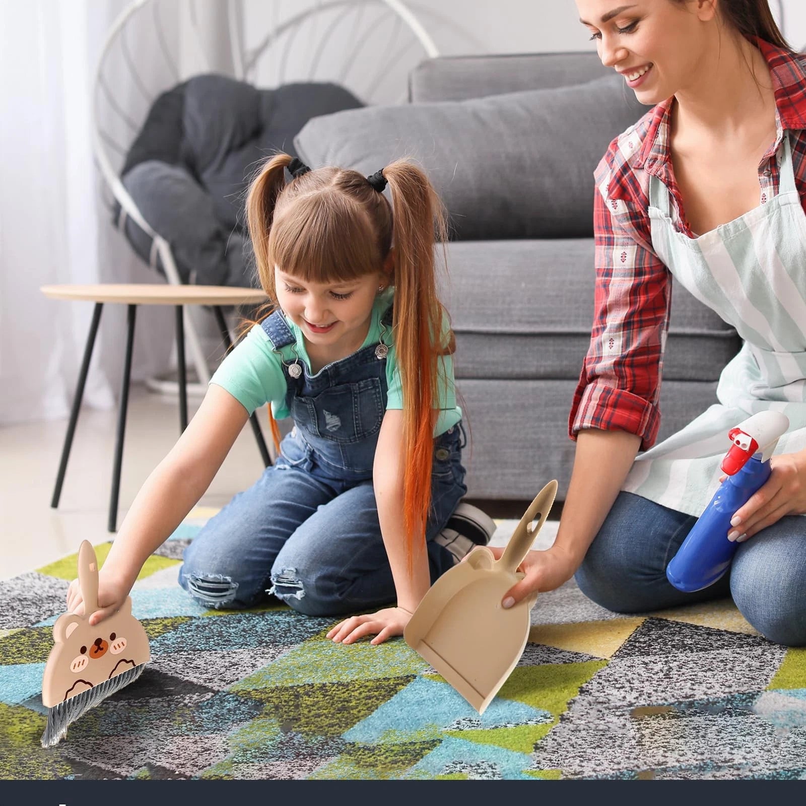 Portable Hand Broom and Dustpan Set Cute Mini and with Durable Brush Lightweight