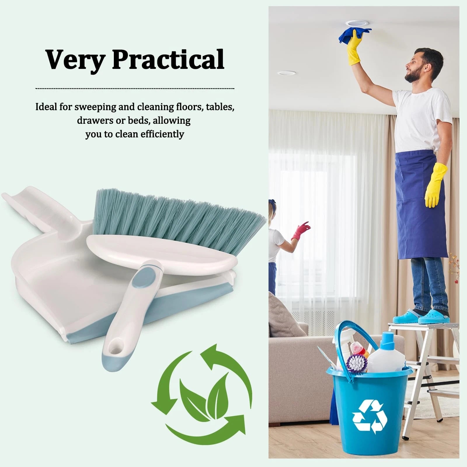 Dustpan and Broom Set/Small Mini Handheld with Cleaning Brush Combo for Home