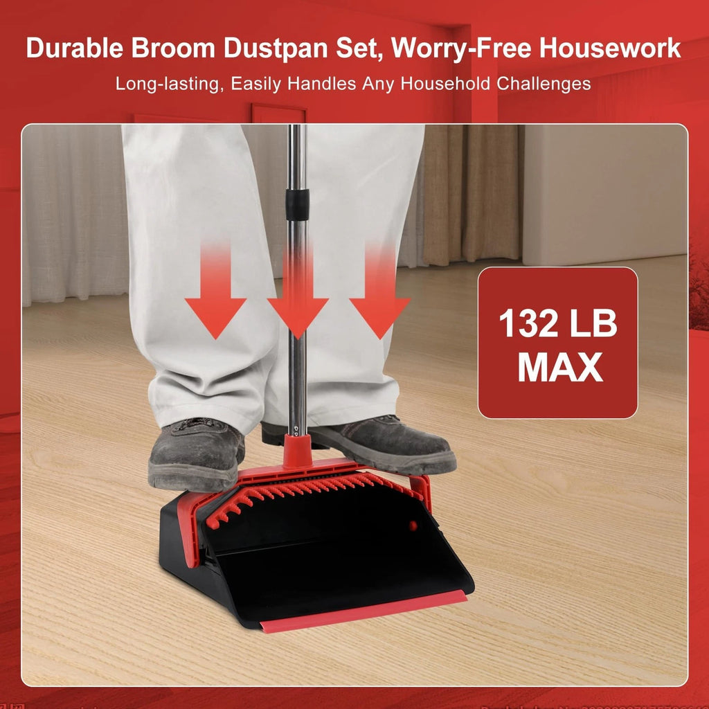 Upgrade Broom with Dustpan Combo Set, Broom and Dustpan Set with 51'' Long Ha...