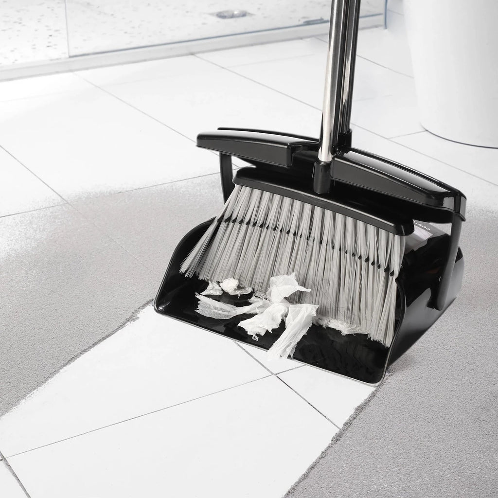 Broom and Dustpan Set for Home with Lid Indoor Upright Dustpan Broom and Dust...