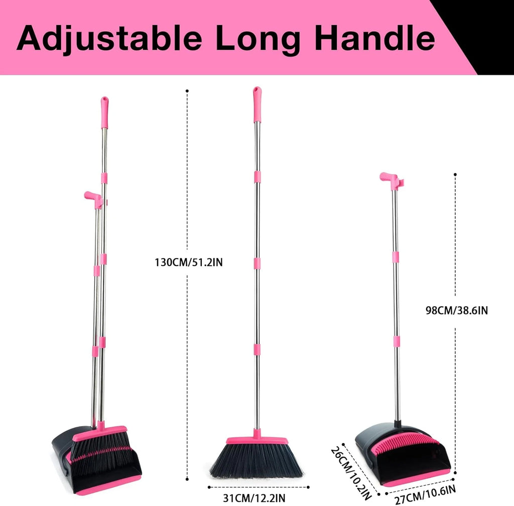 Broom and Dustpan Set, Long Handle Lightweight Dustpans with Broom Combo for ...