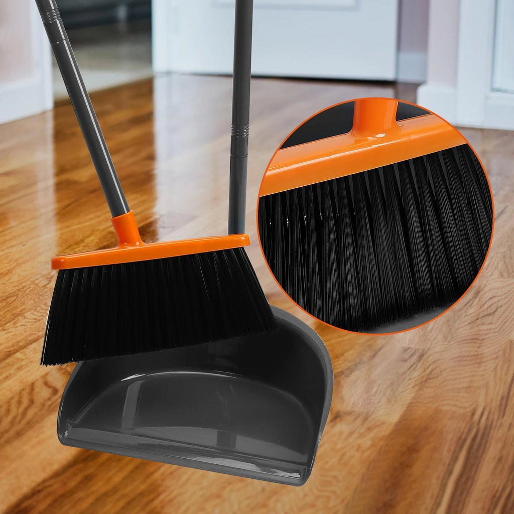 Long Handle Broom with Dustpan Combo Set for Office Home Kitchen Lobby Floor Cle