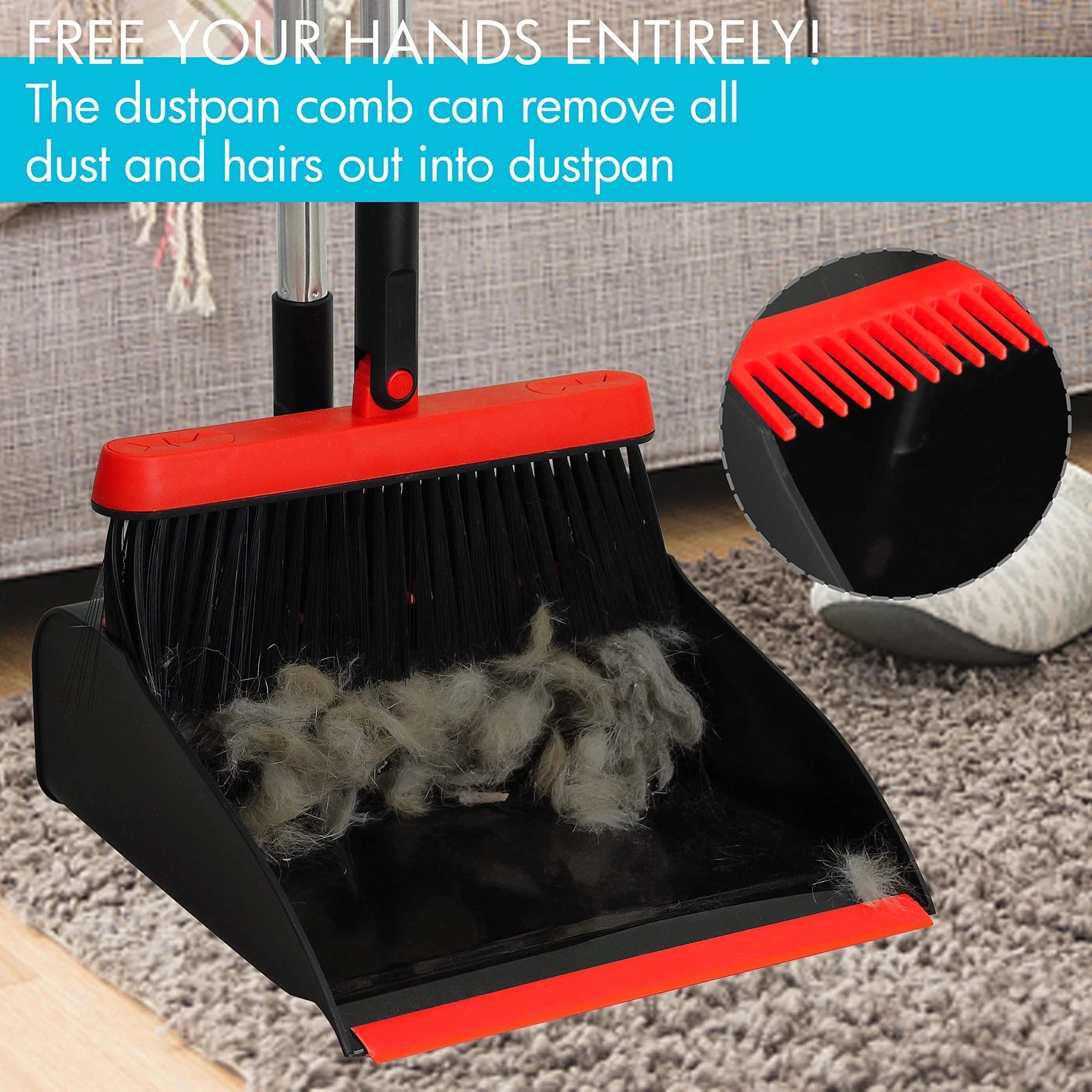 2-Pack Broom and Dustpan Combo Set, with 48" Adjustable Long Stainless Handle...