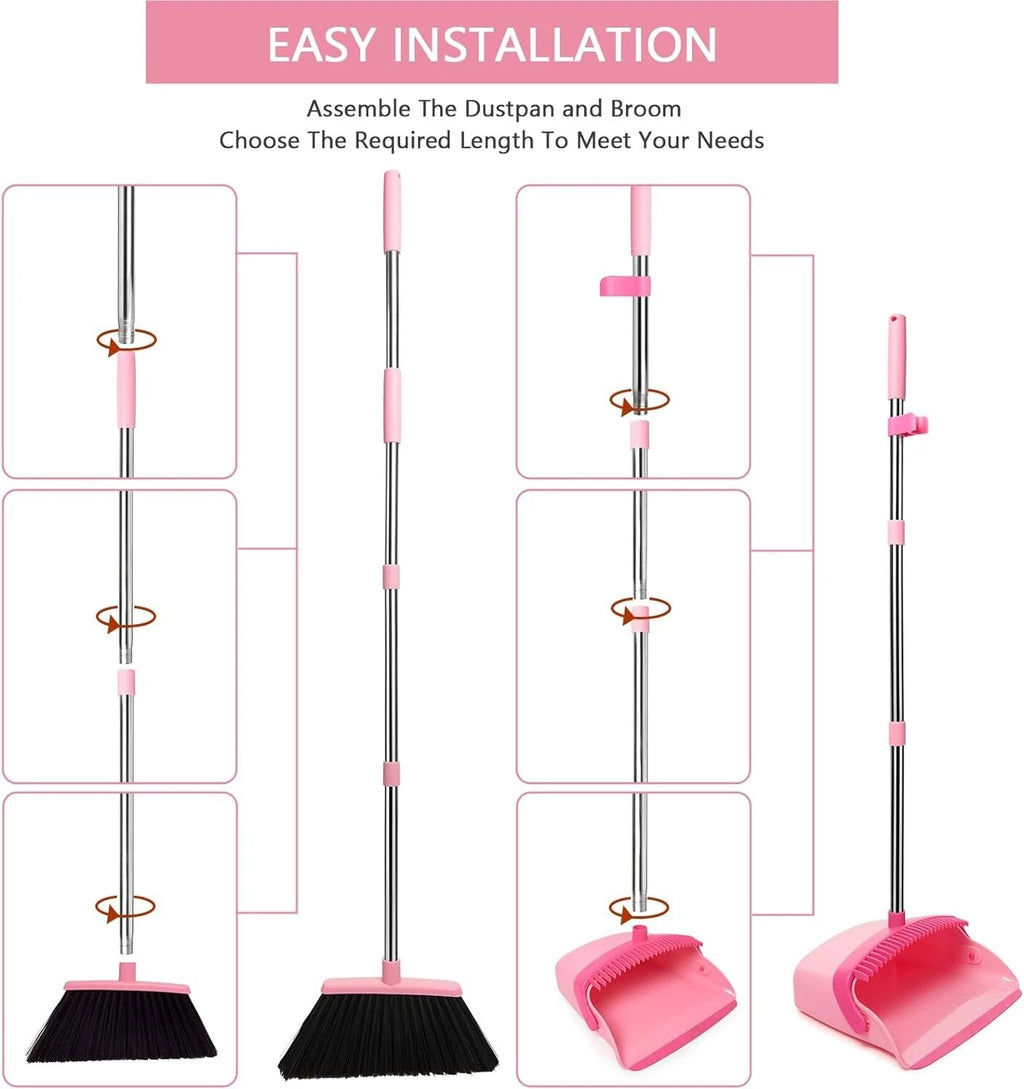 Lightweight Heavy-Duty Broom and Dustpan Set - Ideal for Kitchen and Office Use