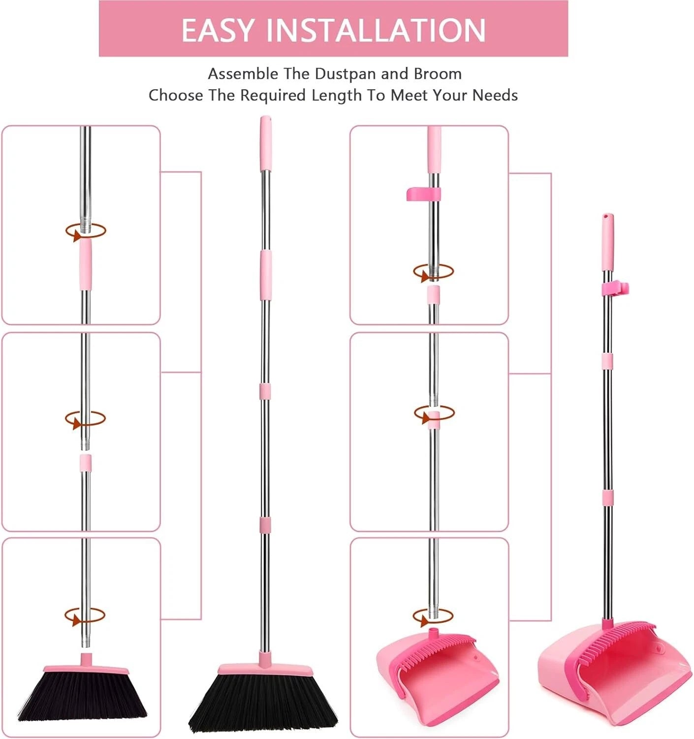 Lightweight Heavy-Duty Broom and Dustpan Set - Ideal for Kitchen and Office Use