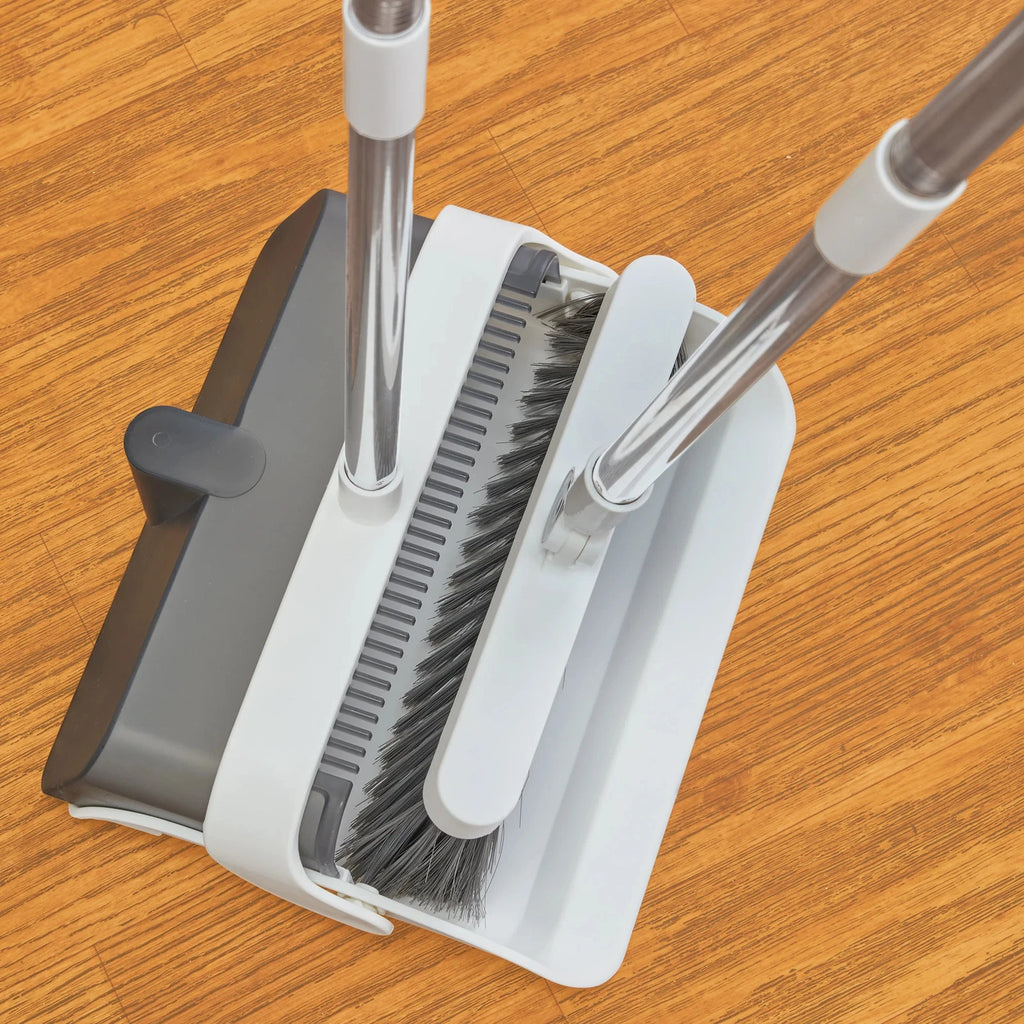 Foldable Standing Broom and Dustpan Compact Set