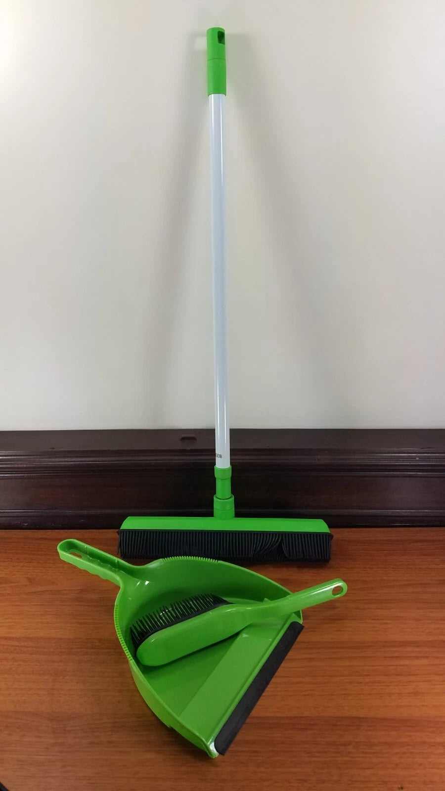 Pet Hair Broom with Dustpan and Hand Broom Set - Pick Green or Purple