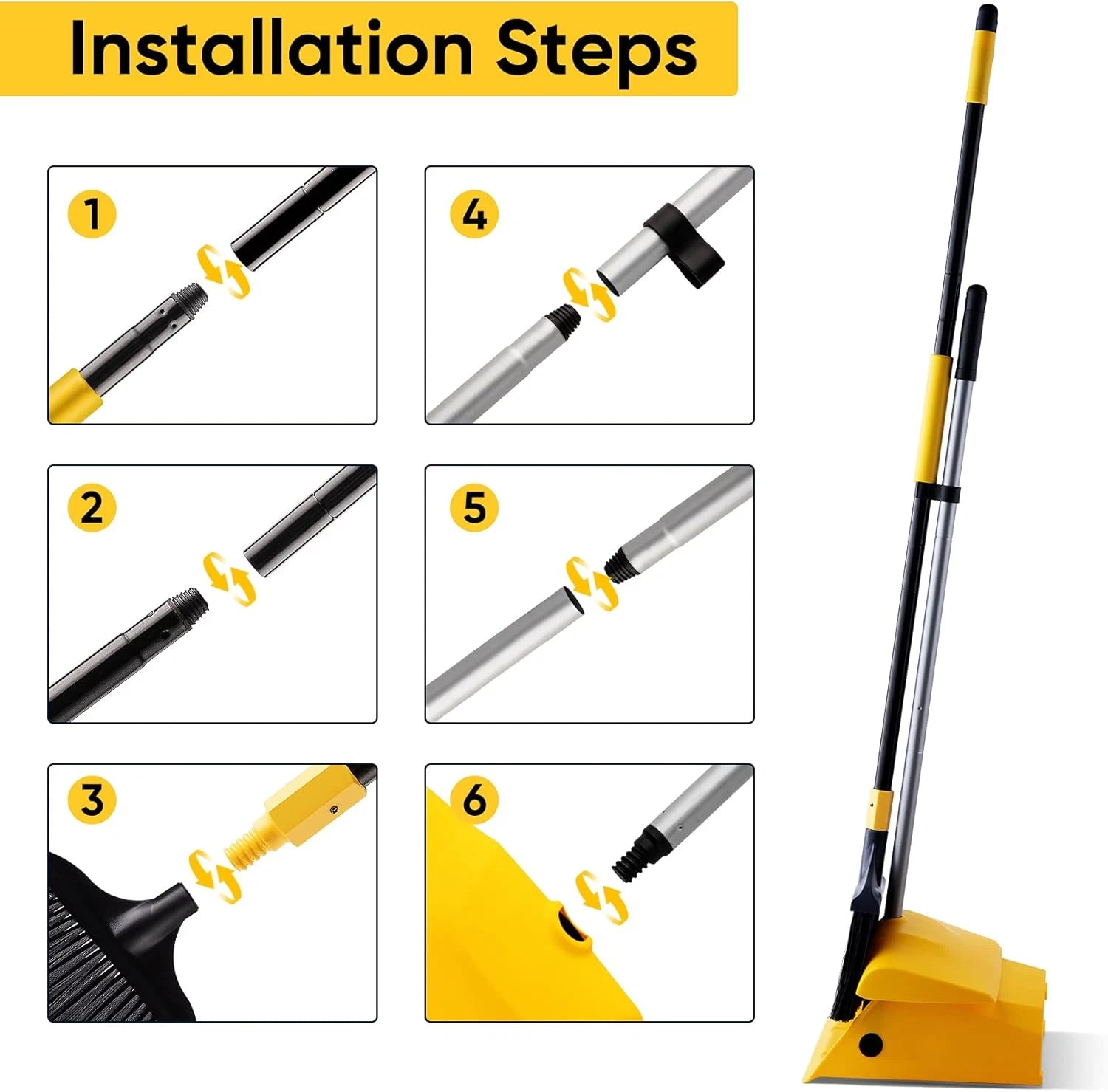 Commercial Broom and Dustpan Set with Windproof Cover Commercial Outdoor Indoor