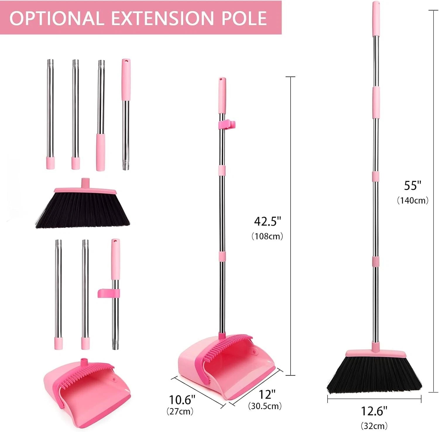 Lightweight Heavy-Duty Broom and Dustpan Set - Ideal for Kitchen and Office Use