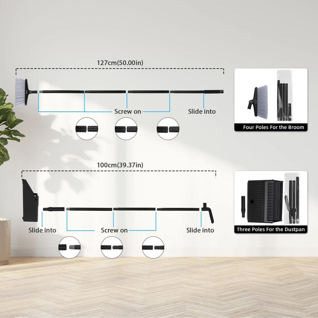broom and dustpan set upgrade 50 long handle broom with stand up dustpan com