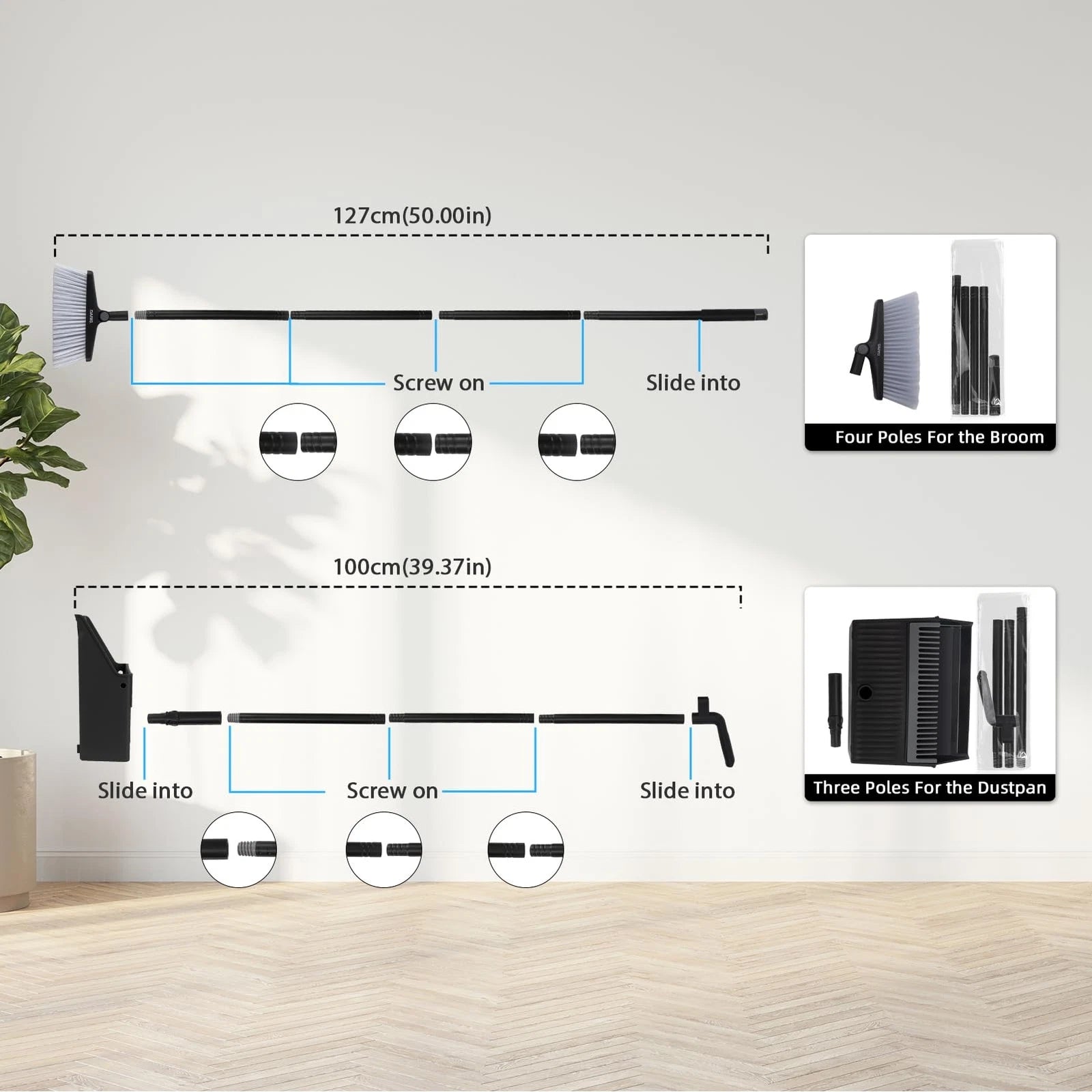 broom and dustpan set upgrade 50 long handle broom with stand up dustpan com