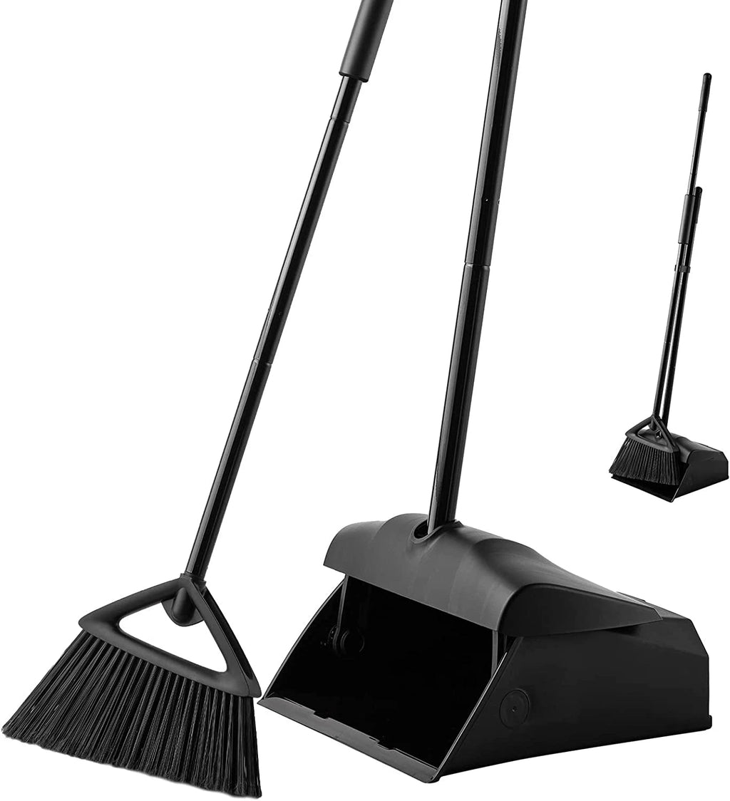 Commercial Angle Broom and Dustpan Combo, with Long Handle, Lobby Dust Pan Sweep